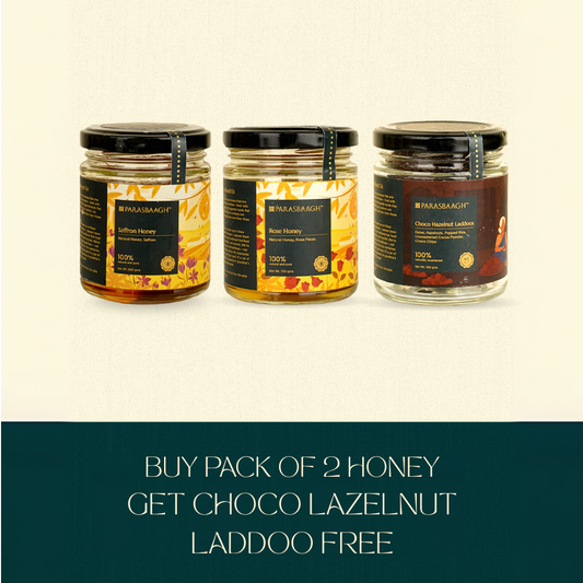 Buy Pack of 2 Honey (Saffron Honey and rose Honey) and get Choco  Hazelnut Laddoo Free