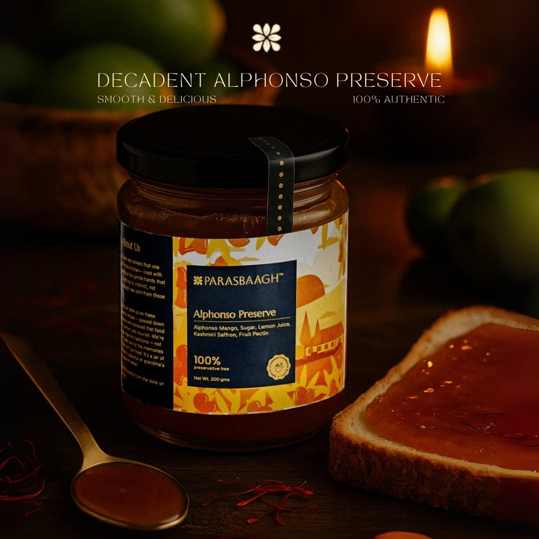 Alphonso Mango Preserve With Kashmiri Saffron | 80% Fruit | Low Sugar