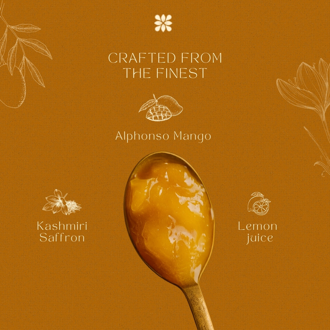 Alphonso Mango Preserve With Kashmiri Saffron | 80% Fruit | Low Sugar