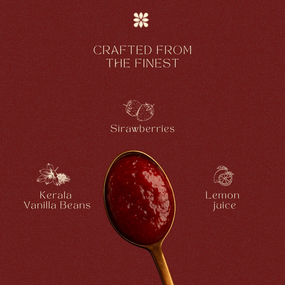 Strawberry Preserve with Kerala Vanilla | 80% Fruit | Low Sugar