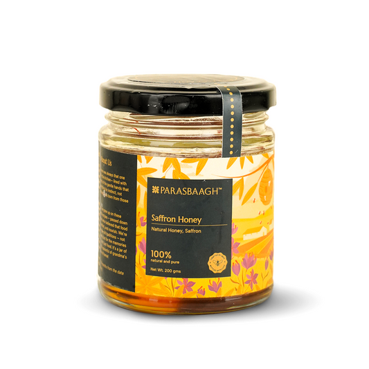 Saffron Honey | Pure Honey Infused with Kashmiri Saffron | Unfiltered Honey with Bee Wax