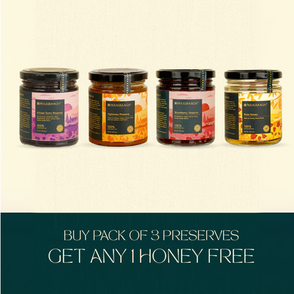 Buy Pack of 3 Preserves and get any 1 Honey Free
