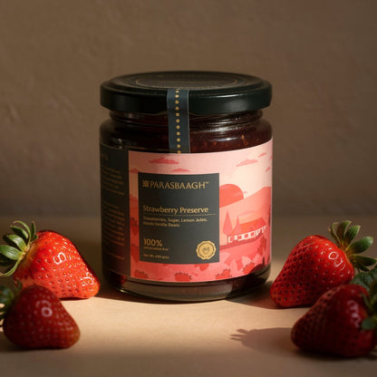 Strawberry Preserve with Kerala Vanilla | 80% Fruit | Low Sugar