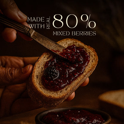 Mixed Berry Preserve with Mulberry, Strawberry and Black Raspberry | 80% Fruit | Low Sugar