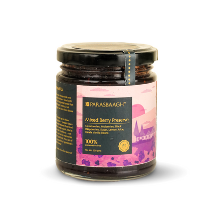 Mixed Berry Preserve with Mulberry, Strawberry and Black Raspberry | 80% Fruit | Low Sugar